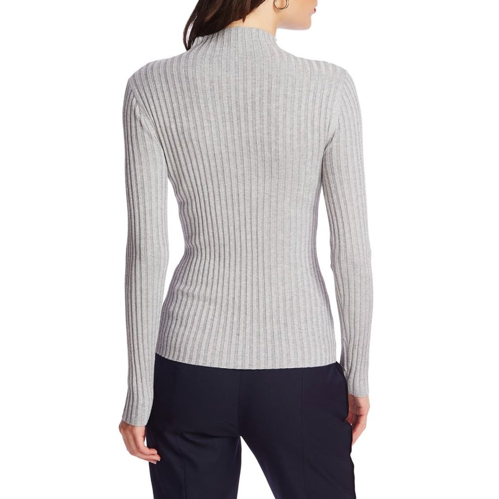 COURT & ROWE Metallic Mock Neck Ribbed Sweater - Picture 2 of 9